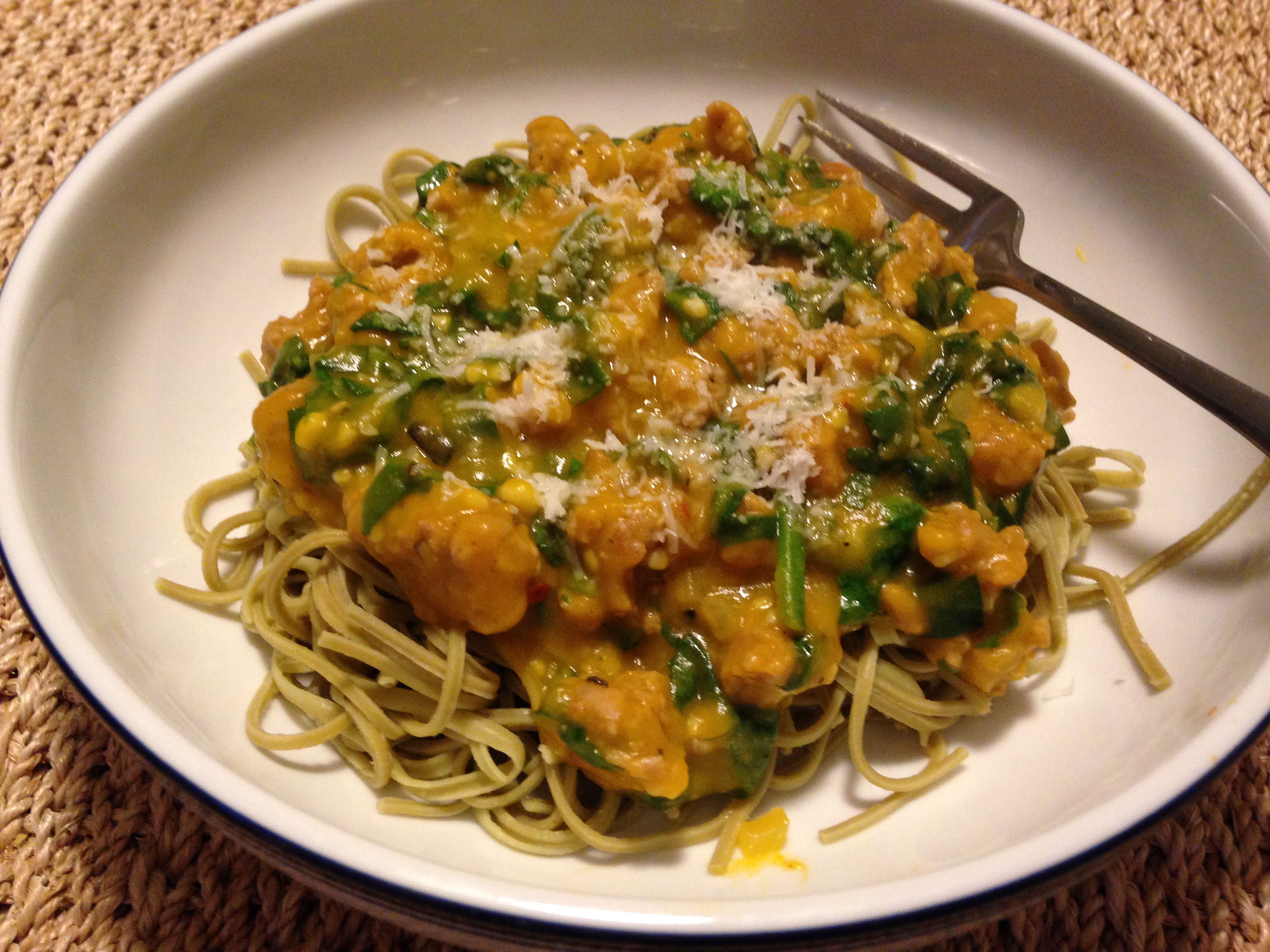 Butternut Squash Spinach and Turkey Sausage Pasta Sauce John T Fitness